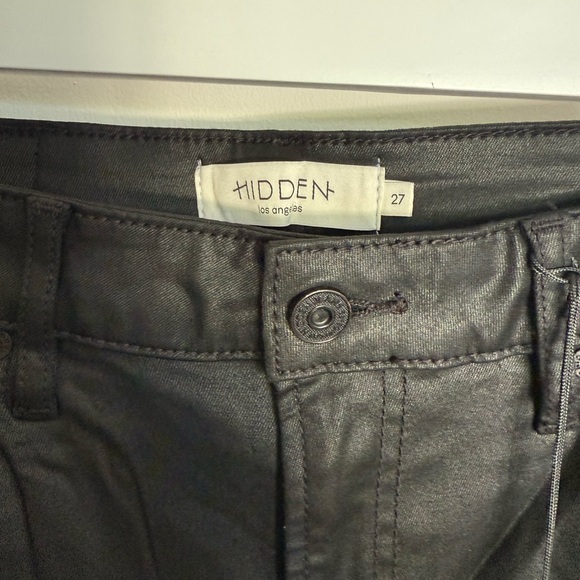 Hidden Los Angeles Black Leather Coated Wide Leg Pants - Picture 4 of 4